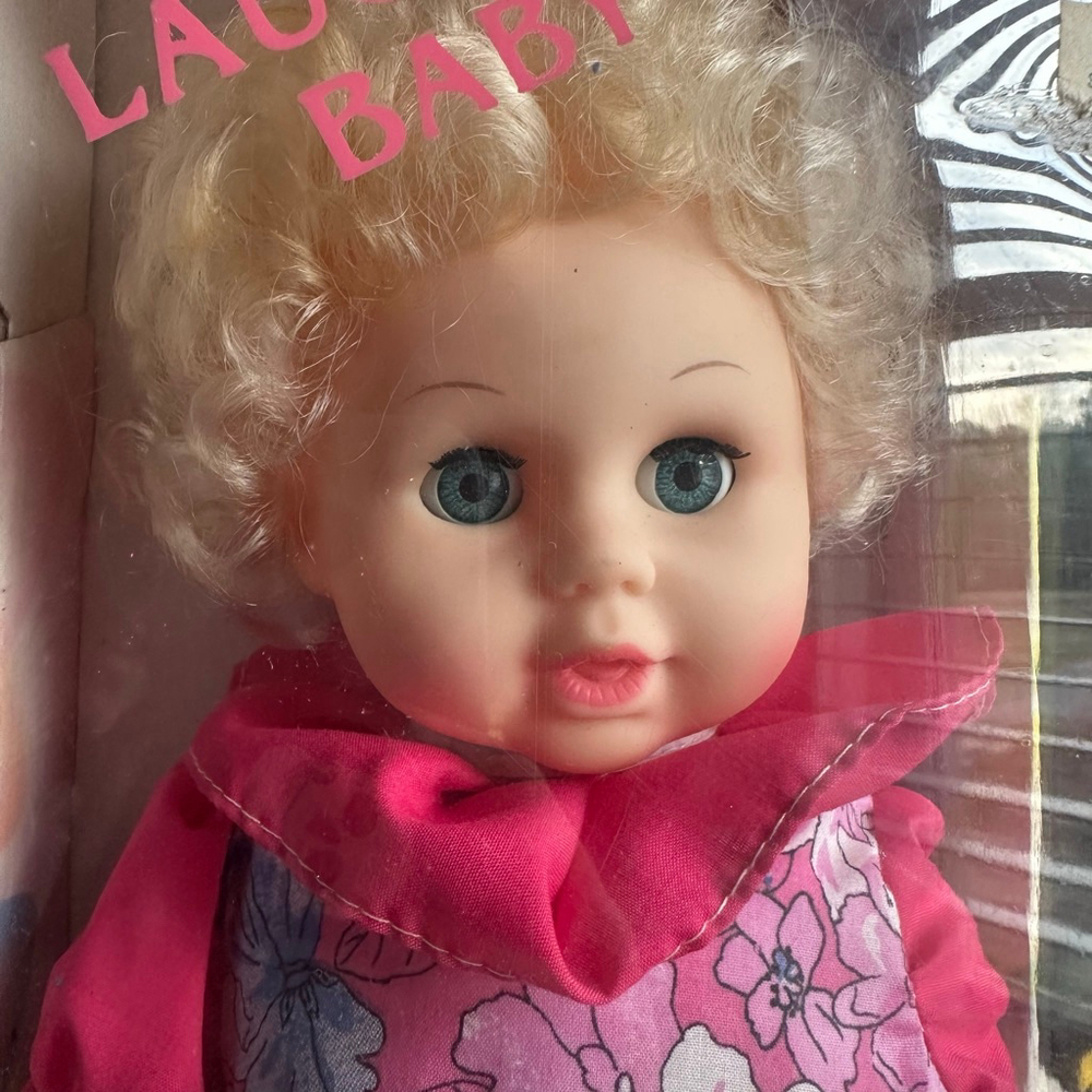 Vintage Sonic Control Laughing Baby Doll in Box | Blonde Curly Hair | Talking Do
